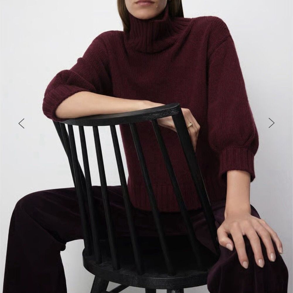 Women's Burgundy Turtleneck Sweater - Picture 1 of 14